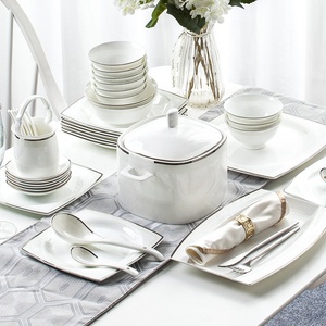 60 Pcs Porcelain Dinnerware Sets Europe Light Luxury Silver Edge Dinner Set Wedding <b>Gift</b> Restaurant Hotel - Product Image 3