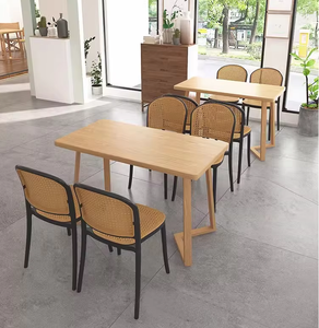 Nordic Style Rattan <strong>Garden</strong> Chairs Restaurant Dining Leisure Plastic Backrest Milk Tea Restaurant Dining Chair <strong>Table</strong> Set - Product Image 1