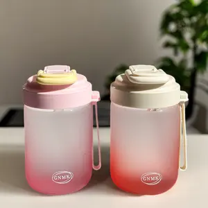 2024 New Style 480ml Creative Portable Breakfast Frosted Straw Cup Large Capacity Graduated Milk Cup Gradient