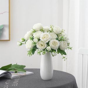Artificial Silk Peony Bouquet Fake Peonies Flowers Floral Arrangement Wedding Party <b>Decoration</b> <b>Table</b> Centerpiece - Product Image 6