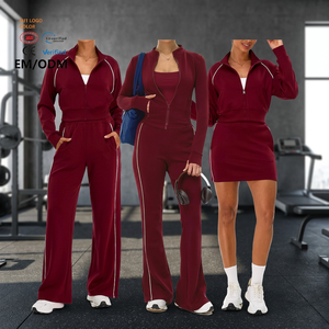 Women's Workout Sets Solid Color Block Elastic Waist Jacket Hoodie Sweatpants Yoga Pants Windproof Gym Athletic 1 Clothing Set - Product Image 3