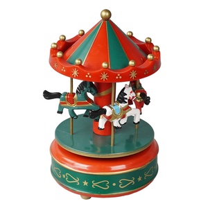 Caja de Música de Carrusel de Plástico de la Marca MELODY, Colorida, con Carrusel Giratorio y 4 Figuras de Caballos, para Regalo de Navidad - Product Image 2