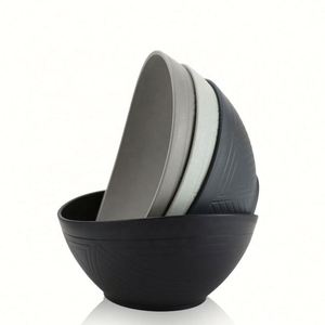 Ensemble de 4 bols à salade en plastique minimalistes et modernes, écologiques, pour céréales, fruits, nouilles, en paille de blé - Product Image 2
