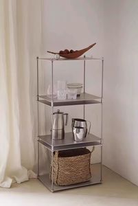 Rak Penyimpanan Minimalis Stainless Steel Meja <span class=keywords><strong>Display</strong></span> Kedai Kopi Rak Persegi Panjang Lemari Rak Penyimpanan Kamar Tidur Rak Ruang Belajar - Product Image 5