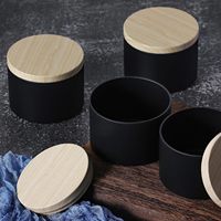 Vente en gros pot vide sans couture de 4oz boîtes à bougies de couleur noire mate de 8oz avec couvercle