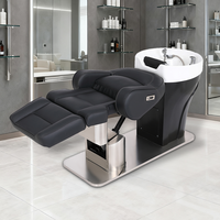 XFMC Meilleure vente Fauteuil de lavage de cheveux électrique inclinable et réglable en hauteur avec massage de la tête et cuvette pour salon de coiffure