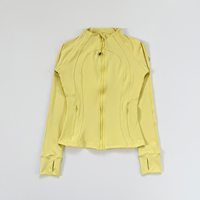 Veste de sport légère pour femmes grande taille, veste de yoga décontractée à manches longues avec fermeture éclair, haut de course respirant avec logo sur le devant