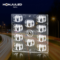 Réflecteurs HONJU à 6 lampes T2M-Cutoff pour lampadaires LED, en plastique PC avec structure plano-convexe et motif carré