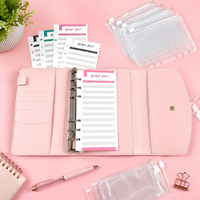 Carnet à anneaux en cuir personnalisé, organiseur de budget A6 avec enveloppes pour espèces et compartiment pour cartes