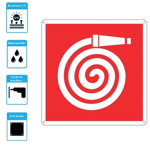 Segnale con simbolo tubo antincendio 25x25 cm, in alluminio riflettente, per la sicurezza - Product Image 4