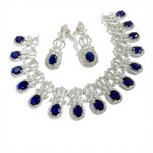 Luxury Classic Silver-Tone Bridal & Party Wear Necklace & Earring Jewelry <b>Set</b> for Weddings - Product Image 1