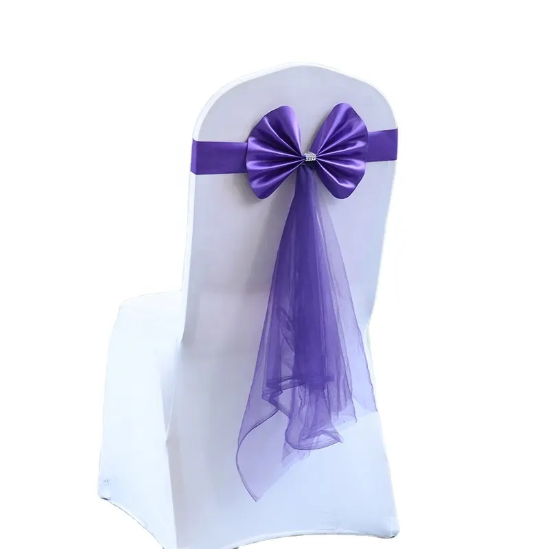 Chair Bow Sashes Wedding Decoration Bowknot Elastic knot Spandex Chair Cover Band Ribbons Tie For Party Banquet