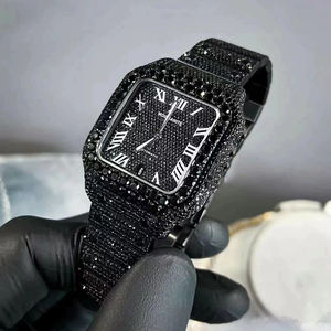 Reloj de Pulsera Deportivo de Lujo ETA con Esfera Negra, Acero Inoxidable, Estilo Hip Hop, con Moissanita y Diamantes para Raperos - Product Image 2