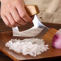 Hacheur portable Ulu de 5 pouces, hachoir ergonomique pour légumes, hachoir et trancheur manuel en acier inoxydable pour légumes