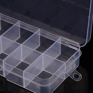 Boîte de rangement en plastique transparent à 10 compartiments avec couvercle à bouton bleu pour bijoux, outils, perles, organisateurs de nail art, utilisation sur bureau - Product Image 4