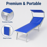 Chaise longue pliante en tissu Oxford et alliage d'aluminium avec pare-soleil réglable, inclinable multi-positions, pour extérieur et bord de piscine