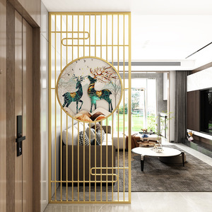 La cloison en fer forgé dans le salon est moderne et simple, tandis que la salle à manger est de style chinois contemporain. foyer d'entrée - Product Image 3