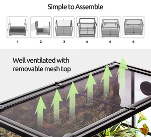 REPTIZOO Terrarium pour reptiles démontable de 99 gallons (36''x18''x36'') avec verre et écran en treillis métallique - Product Image 2
