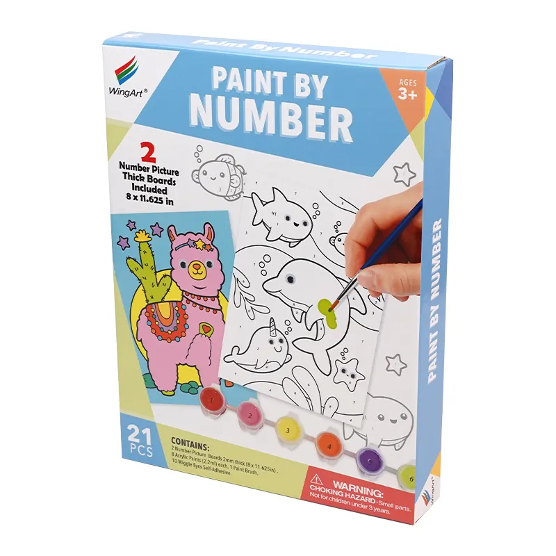 animal alpaca coloring paint OEM service 6 colors kids paint by number canvas art painting kit