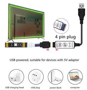 1M <span class=keywords><strong>2M</strong></span> 5M 5050 Wasserdichter IP20 IP65 USB 5V Flexibler <span class=keywords><strong>LED</strong></span>-Streifen RGB Hintergrundbeleuchtung TV-Licht Smart - Product Image 5