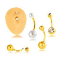 Bijou de piercing de nombril Maina Simple avec perle et zircon, en acier inoxydable étanche, à filetage externe