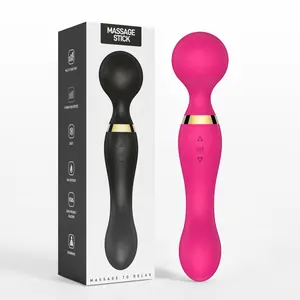 Baru grosir wanita 20 frekuensi g-spot klitoris masturbasi tongkat pijat tongkat ganda vibrator mainan seks untuk wanita