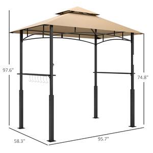 Gazebo para Exteriores Db con Parrilla, 8 x 5 Pies, Estructura de Acero, con Luz LED, Estantes Laterales, Ganchos, Abrebotellas, Diseño Moderno, Color Negro - Product Image 4