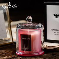 Bougie d'aromathérapie en verre avec couvercle en forme de cloche dorée, huile essentielle sans fumée, cadeau parfumé pour la Saint-Valentin