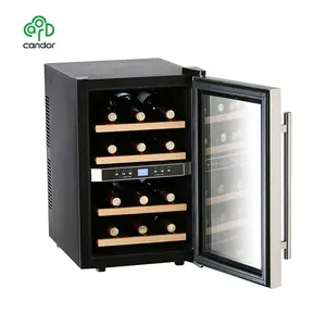 Kualitas Tinggi CANDOR 12 Botol Dual Zone Thermoeletric Counter Top Pendingin Anggur Gudang Anggur Pendingin Kulkas Horizontal