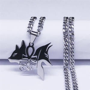 Collar con Colgante de Acero Inoxidable con Símbolo Egipcio Antiguo, Collar con <span class=keywords><strong>Cruz</strong></span> de Perro/Gato, Ojo para Mujer/Hombre, Llave del Nilo, <span class=keywords><strong>Amuleto</strong></span> Africano - Product Image 3