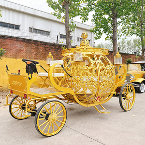 Vente en gros de magnifiques chariots de mariage dorés en forme de citrouille, chariots royaux pour princesse - Product Image 6