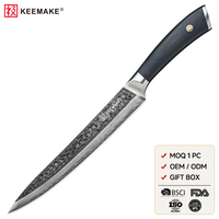 8-inch Damascus staal VG10 kern snijmes, vleesmes met Pakka houten handvat, professioneel keukenmes