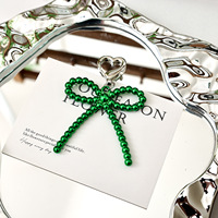 Pendentif Coréen Dongdaemun en Argent, Cœur Nœud Papillon, Breloque de Sac Haut de Gamme Perlée Colorée Électroplaquée, Accessoire Porte-clés