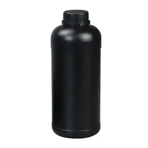 Botella redonda de plástico HDPE, color negro, 1000g, 1000ML
