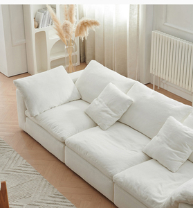 Divano <span class=keywords><strong>Moderno</strong></span> a L in Schiuma Compressa Sottovuoto, Stile Crema, <span class=keywords><strong>Bianco</strong></span>, 3 Posti, Arredamento per <span class=keywords><strong>Soggiorno</strong></span> - Product Image 6