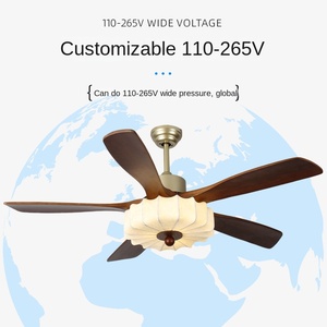 พัดลมเพดาน LED 52นิ้วสุดหรูหลอดไฟ5ใบพัดดีไซน์ย้อนยุคแบบดั้งเดิมสำหรับห้องนั่งเล่นโรงแรมรวมถึงบริการติดตั้ง - Product Image 5