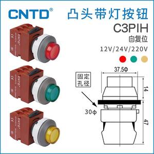 Interrupteur à bouton-poussoir à réinitialisation automatique CNTD Changde C3PIH, matériau en laiton, tête convexe, voyant lumineux, fonction étanche, montage 16 mm - Product Image 4