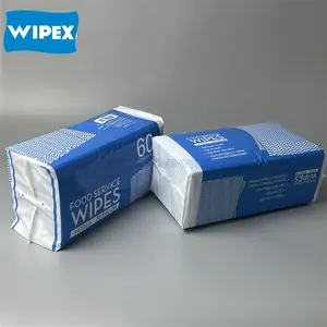 Wipex流行水刺无纺布折叠硬脑膜重型蓝色湿巾抗菌食品服务湿巾