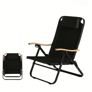 Yangfan Wholesale Outdoor Camp Adjustable Lounge <b>Chairs</b> Black Portable Recliner Camping <b>Chair</b> - Product Image 1