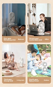 <span class=keywords><strong>Ventilateur</strong></span> oscillant à double cœur de bureau, fonctionnement <span class=keywords><strong>silencieux</strong></span> à batterie électrique, oscillation à 360°, flux d'air pour usage domestique et extérieur - Product Image 3