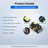 Módulo de Alimentación Ultra Potente de 350W con PFC AC DC 12V 15V 24V 36V 48V 54V 3A 5A 8A 10A 15A 20A 25A Fuente de Alimentación Conmutada de Marco Abierto de 350W