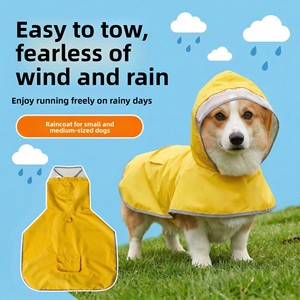 Egg Yolk Man Manteau de pluie imperméable pour chien, <span class=keywords><strong>poncho</strong></span> de pluie pour chiot, vêtements à couverture intégrale pour chiens de petite et moyenne taille, vêtements pour Corgi - Product Image 1