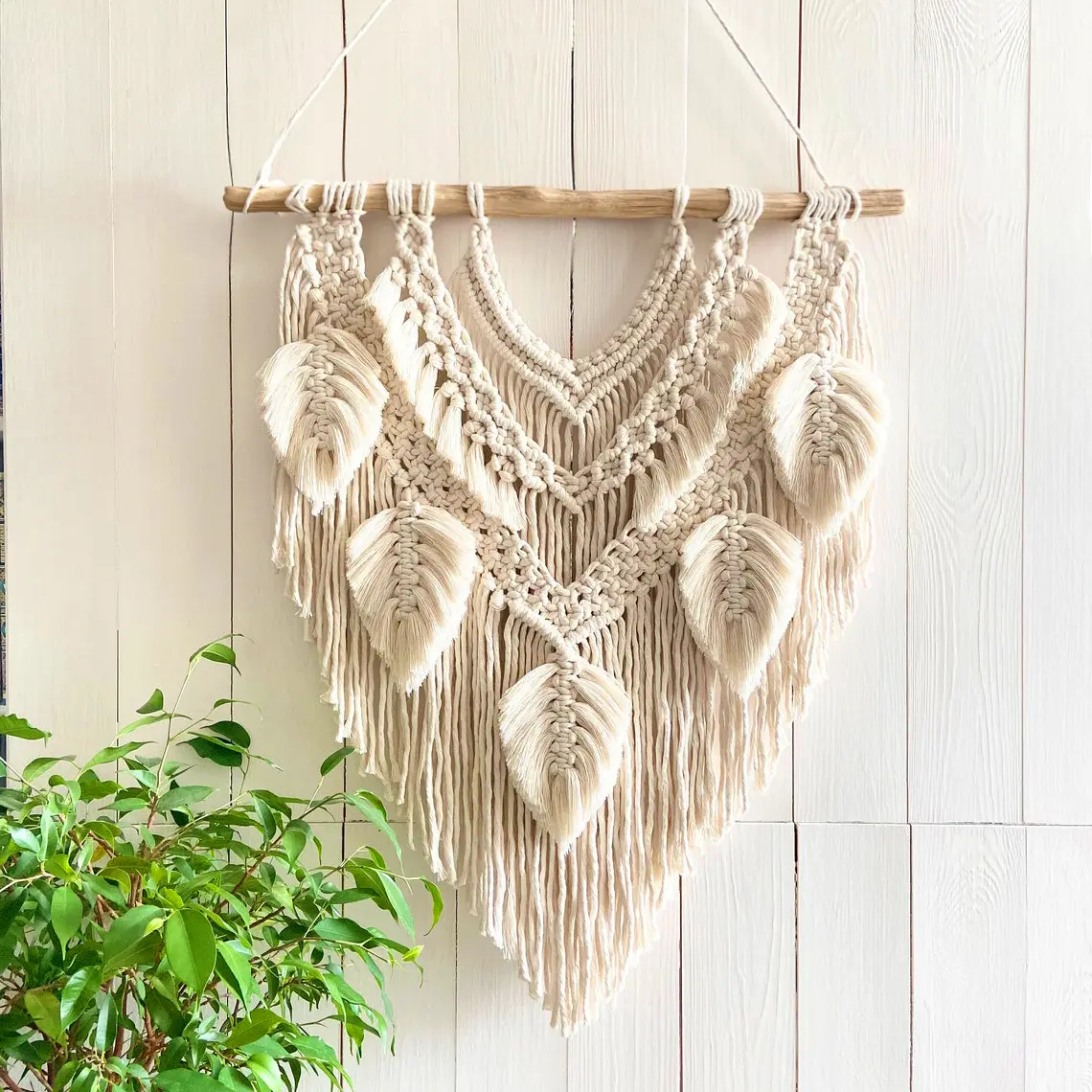 Nordic Home Accessories Large Cotton Woven Macrame Leaf Wall Hanging Tapestry Handmade Living Room Fall Decor