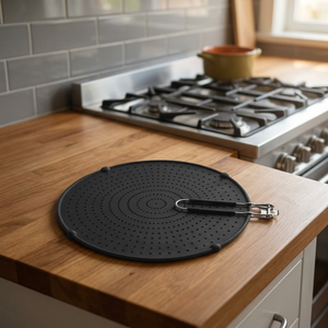 Écran anti-éclaboussures en silicone avec poignée en acier, grand pare-éclaboussures pliable résistant à la chaleur pour la cuisson, la friture et la protection contre les éclaboussures d'huile - Product Image 5