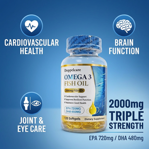 Huile de poisson <span class=keywords><strong>Omega</strong></span> <span class=keywords><strong>3</strong></span> 2000mg EPA 720mg DHA 480mg Gélules triple force Vieillissement sain pour senior Cœur Articulation - Product Image 3