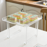Plateau carré transparent en acrylique pour présentation de gâteaux, élégant plateau de service pour fêtes et mariages, Chine