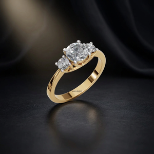 Anillo de Compromiso de Lujo con Tres Diamantes Cultivados en Laboratorio, Corte Brillante, Certificado por IGI, Chapado en Rodio, Oro de 10K, 14K, 18K, Plata 925, 935 - Product Image 1