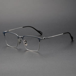 Kacamata Komputer Anti Cahaya Biru <span class=keywords><strong>Titanium</strong></span> Persegi Mode Klasik Tren Baru Buatan Tangan dengan Double Bridge - Product Image 3