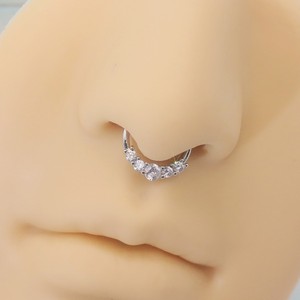 Anillo de Nariz de Acero Inoxidable con Diseño de Estrella de Zirconia, Apertura Sin Costuras para Joyería de Perforación Nasal - Product Image 4