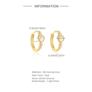 Boucles d'oreilles en or, argent sterling S925, série Saint-Valentin, opale ronde incrustée de zircon - Product Image 6